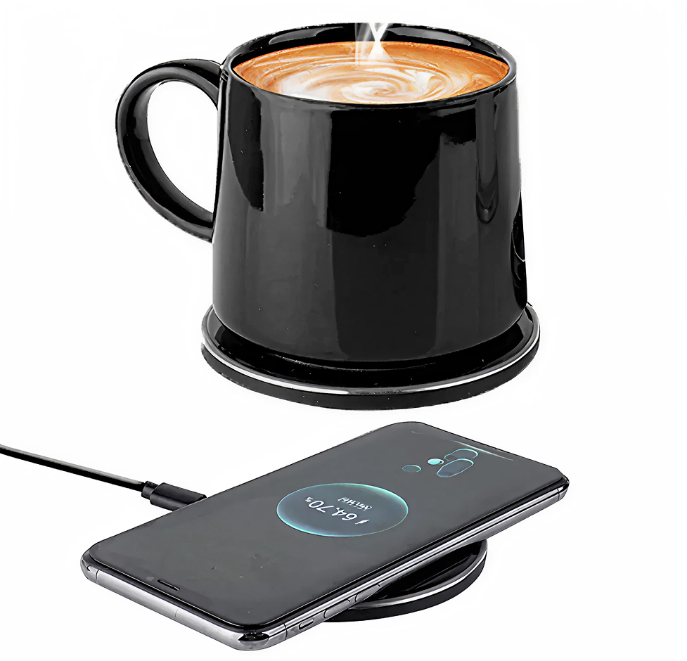 Aquecedor de Caneca com Carregador de Celular sem Fio Wireless