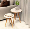 Conjunto com 2 Mesas de Canto Pé Palito Tripé em Madeira para Sala ou Quarto