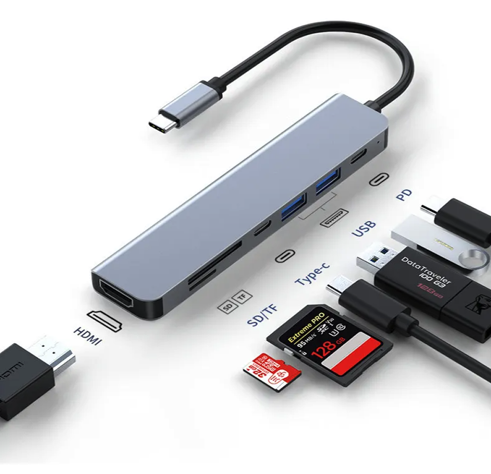 Adaptador Hub USB-C 7 em 1 com HDMI 4K e Carregamento para MacBook