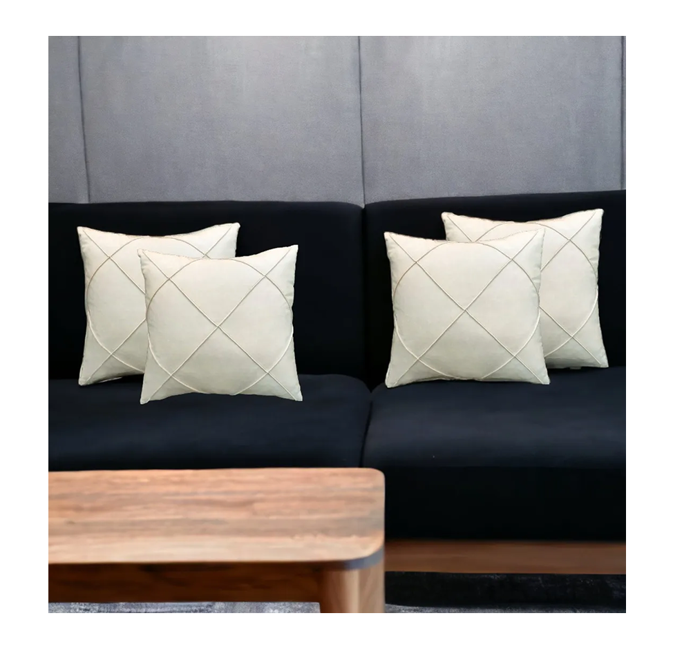 Kit com 4 Almofadas Cheias em Suede Drapeado Macio 45 × 45 cm Decorativas