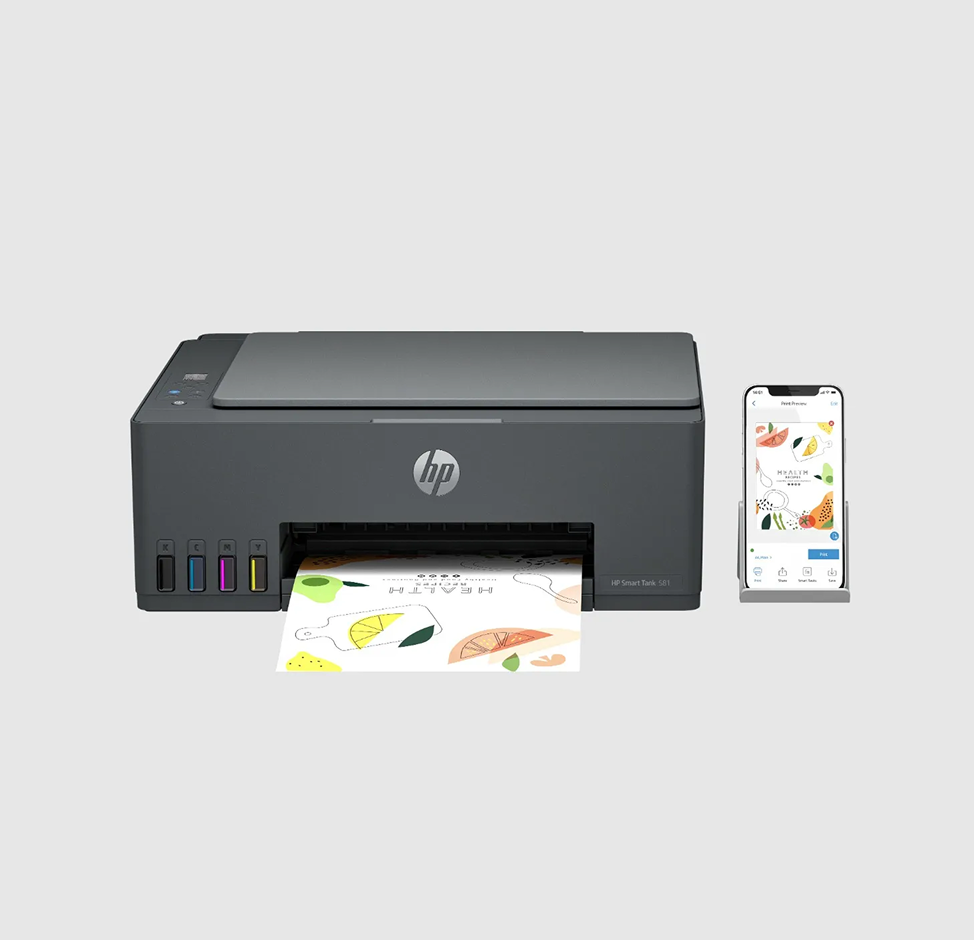 Impressora Multifuncional HP Smart Tank 581 Colorida USB 2.0 Wi-Fi Direct Bivolt (100–240 V)
