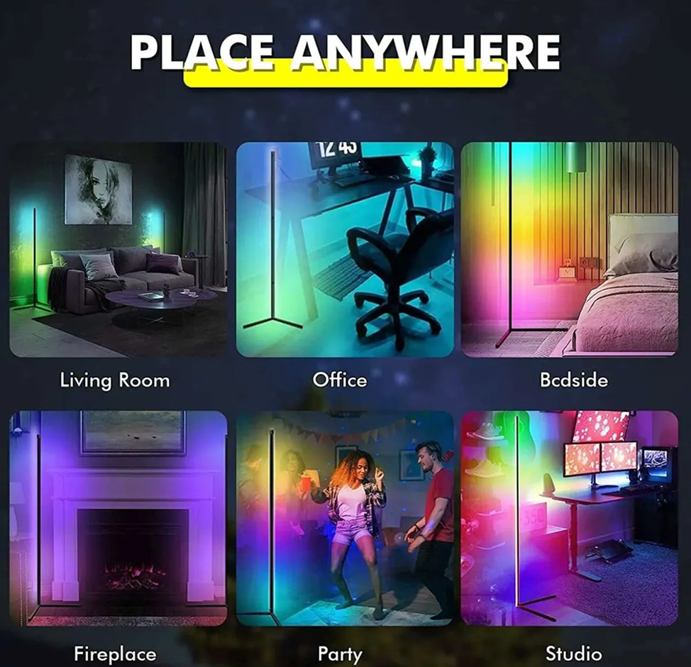 Luminária de Piso LED RGB Inteligente Smart Color 1,4 m L-P5 Preta