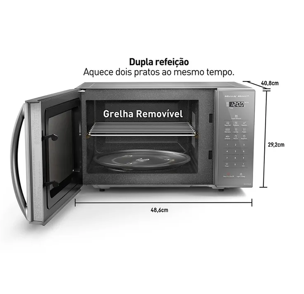 Micro-ondas Panasonic 27 Litros ST55LMRUN Prata