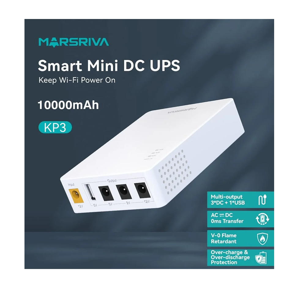 Mini Nobreak Smart Mini DC UPS Marsriva KP3 18 W 10.000 mAh
