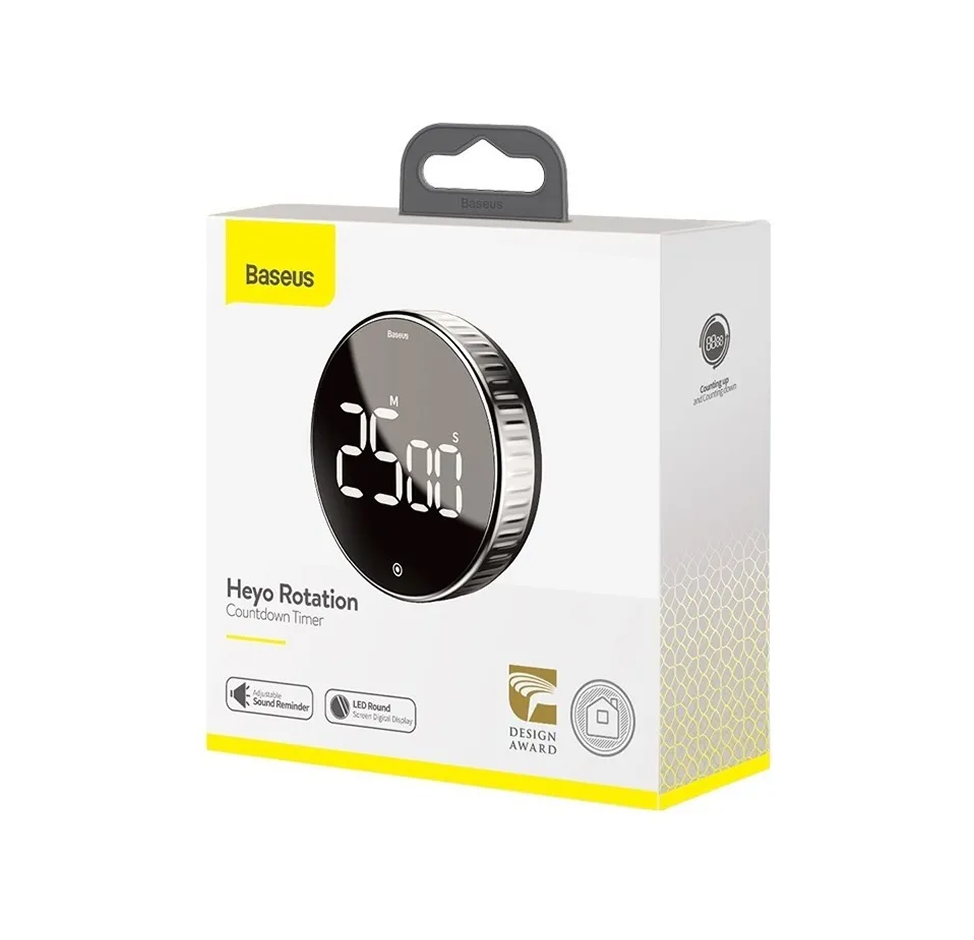 Timer de Cozinha Baseus Magnético Cronômetro Rotatório