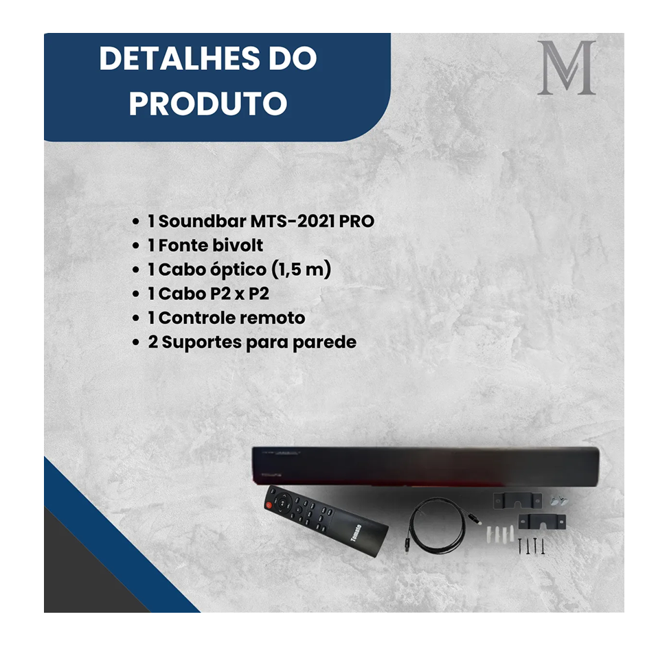 Soundbar Caixa de Som Home Theater Bluetooth Tomate MTS-2021 Pro Preta